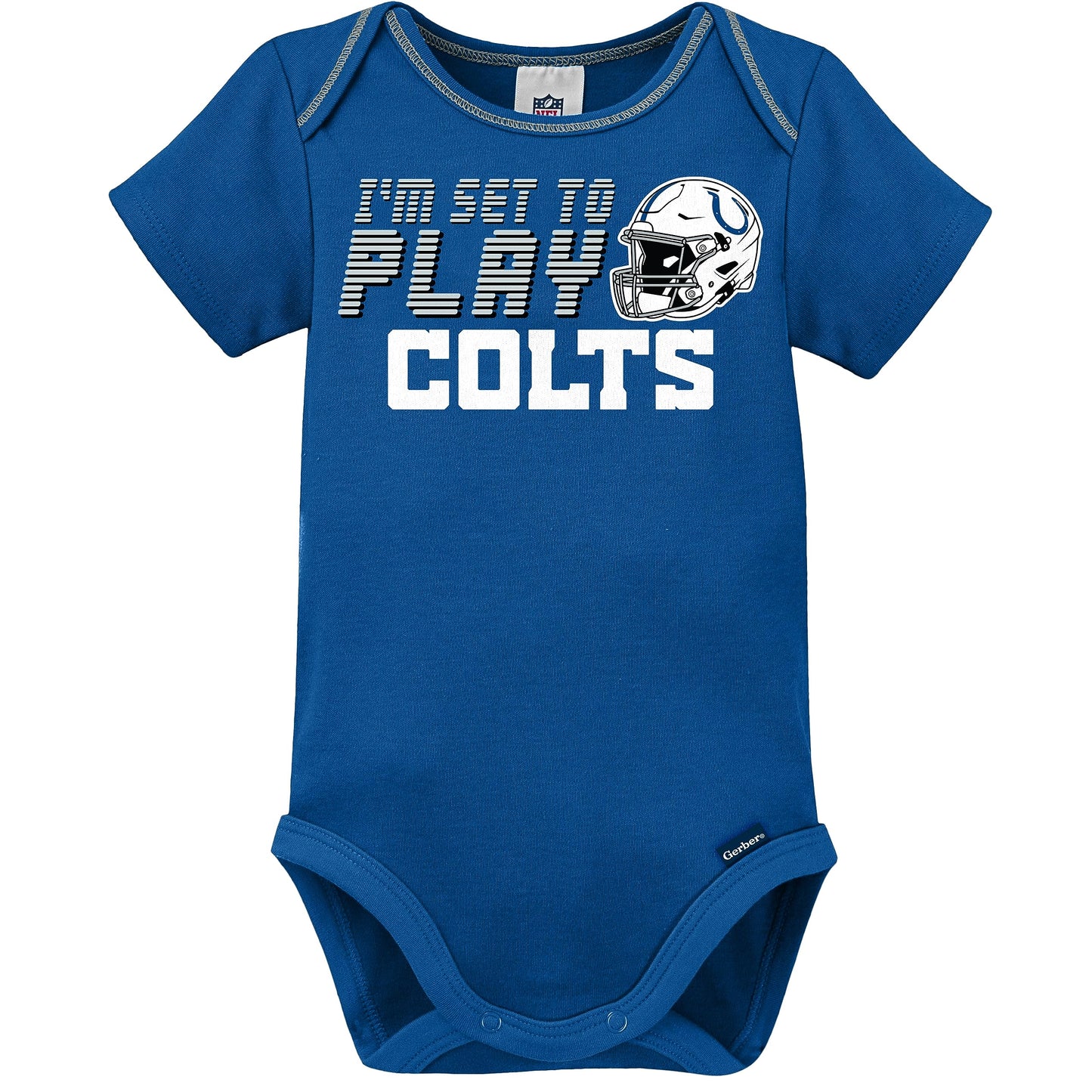 Gerber Nfl Baby Boys' 3-Piece Bodysuit, Sleep 'N Play, & Cap Set, Indianapolis Colts, 6-9 Months