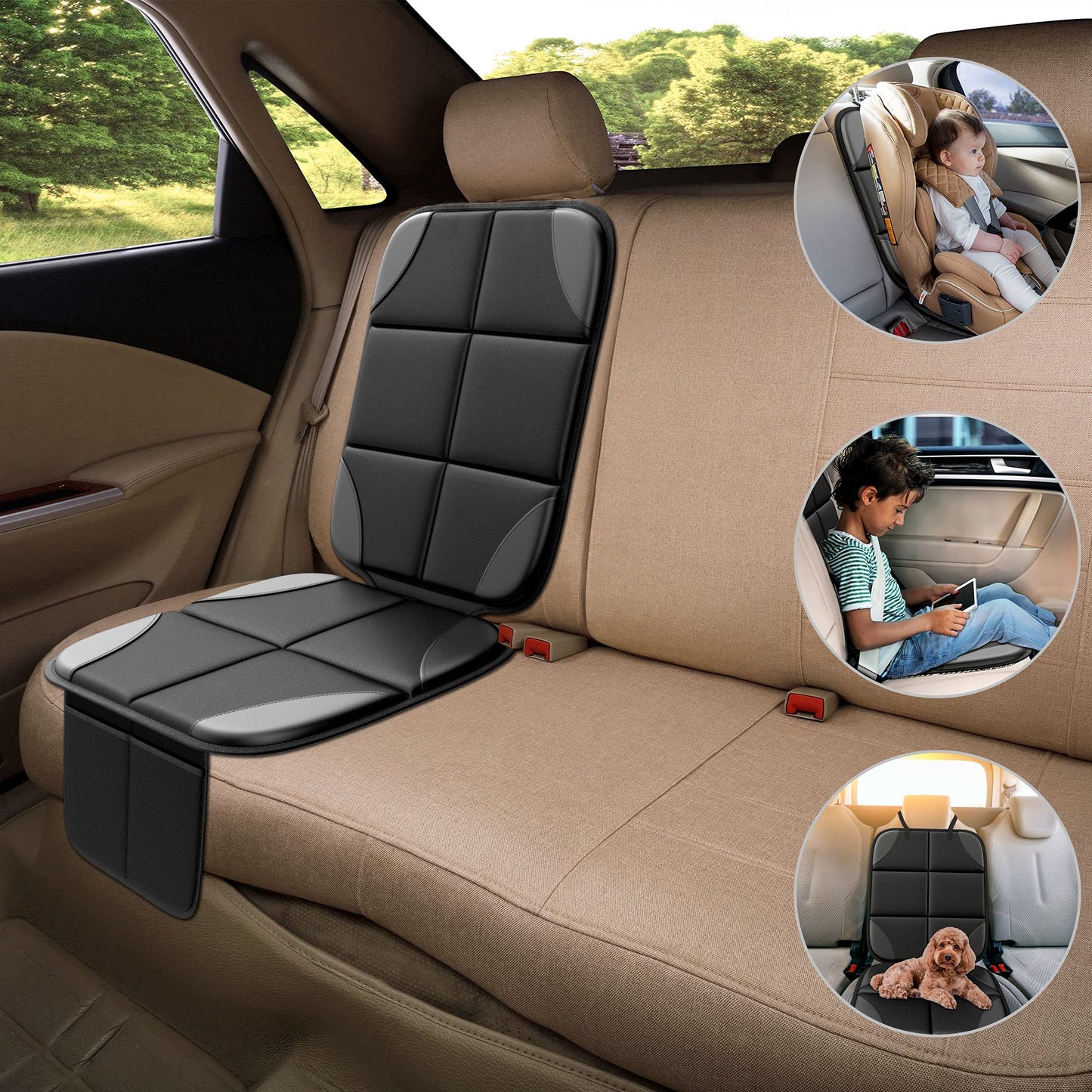 Car Seat Protector Mho+All 2 Pack Auto For Child Baby Car Seats - Large Carseat Sit Savers Mat With Waterproof 600D Fabric & 2 S