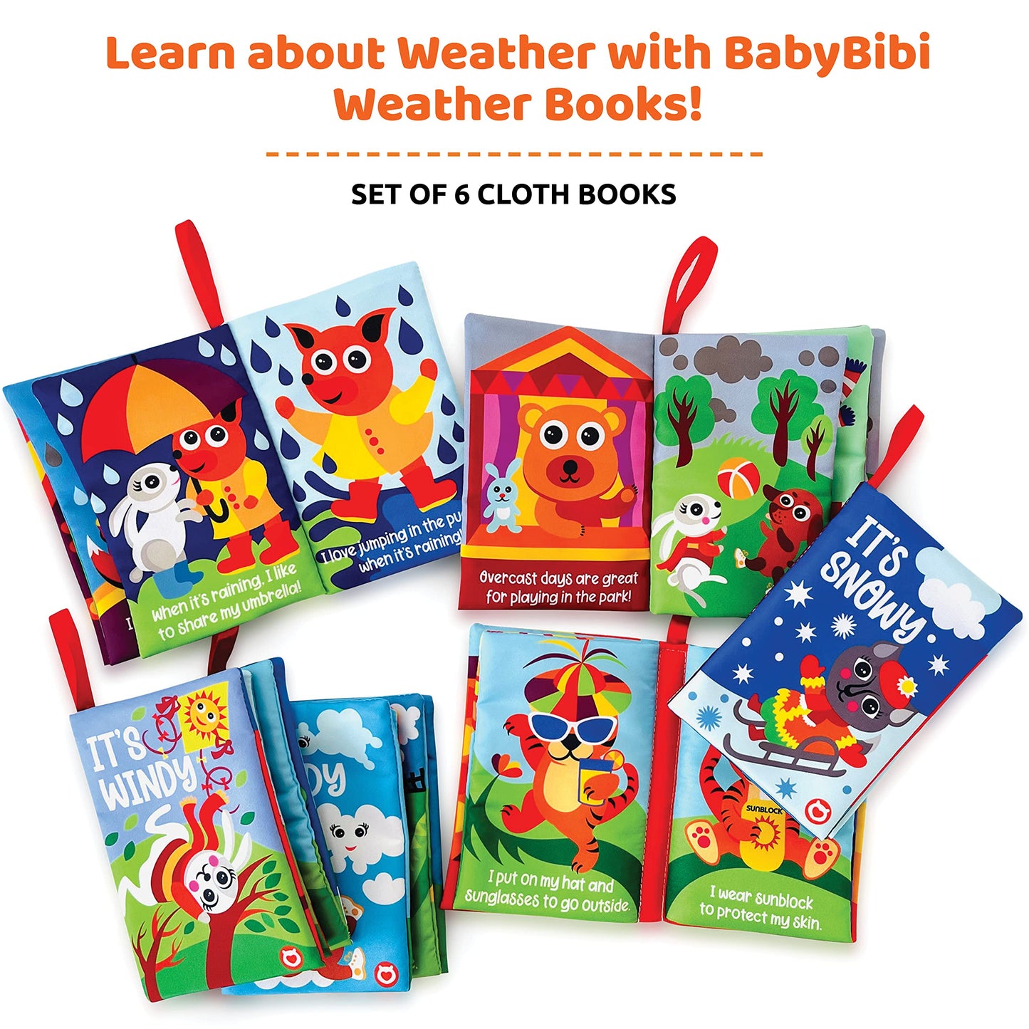 Cloth Books for Babies Weather Themed- Soft Baby Books Features Characters About Weather - Soft Baby Toys for Learning and Brain