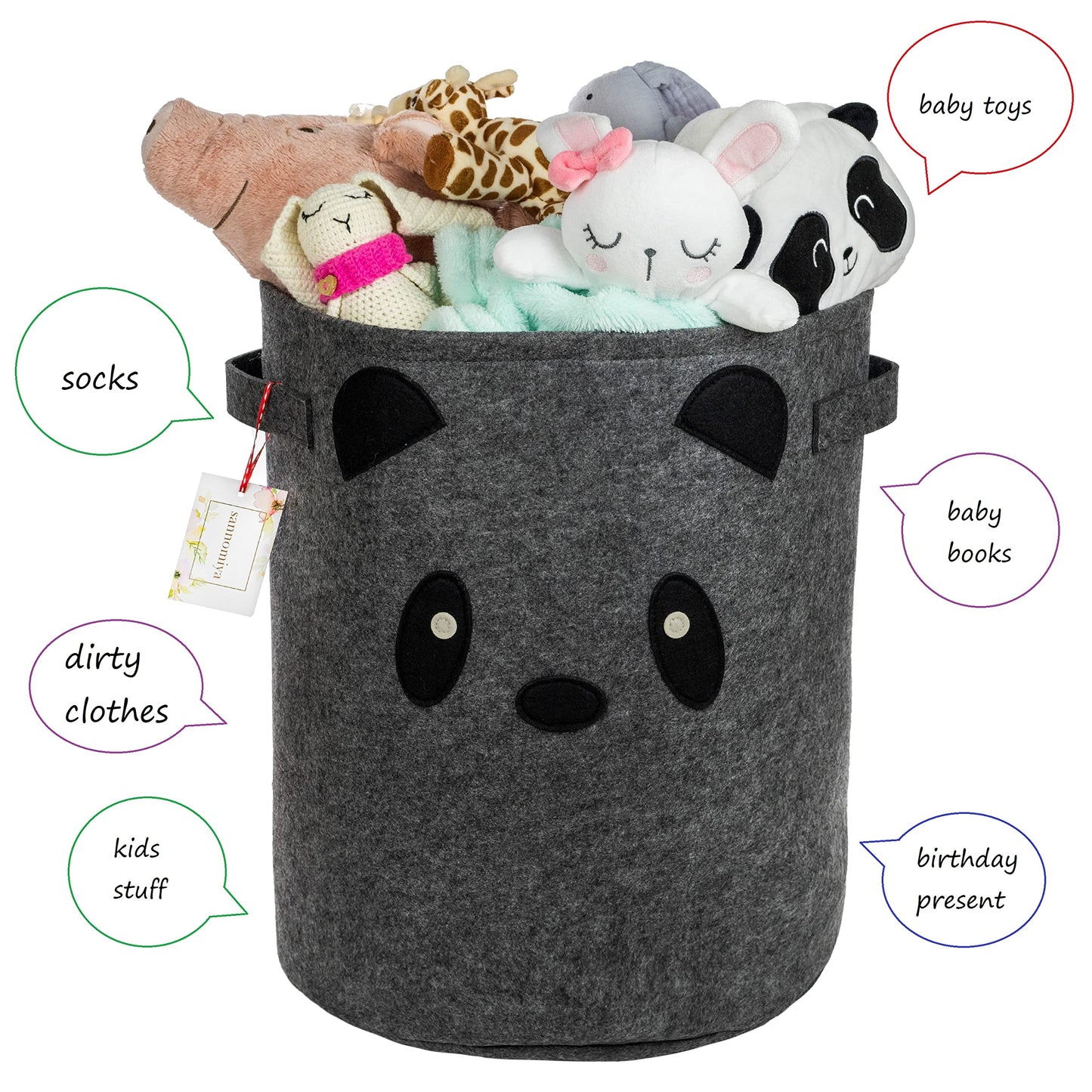 Kids Collapsible Laundry & Toy Basket - Felt Baby Hamper With Strong Handles & Cute Design - Kids & Baby Laundry Basket For Boys
