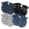 Grow By Gerber Baby Boys 4-Pack Mittens, Blackwhitegreyblue, New Born Us