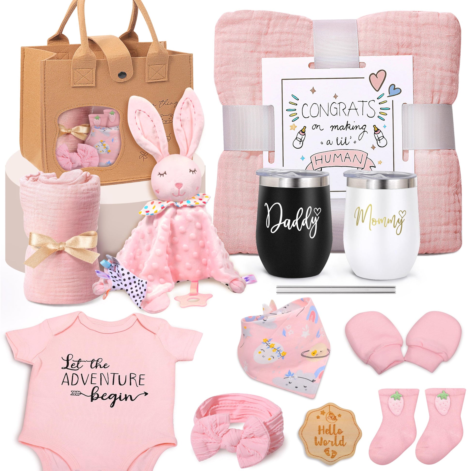 Oazoxro New Mom Gifts for Women, Pregnancy Gift for New Parents Gender Reveal Gifts with Mom and Dad Tumbler Set for First Time 