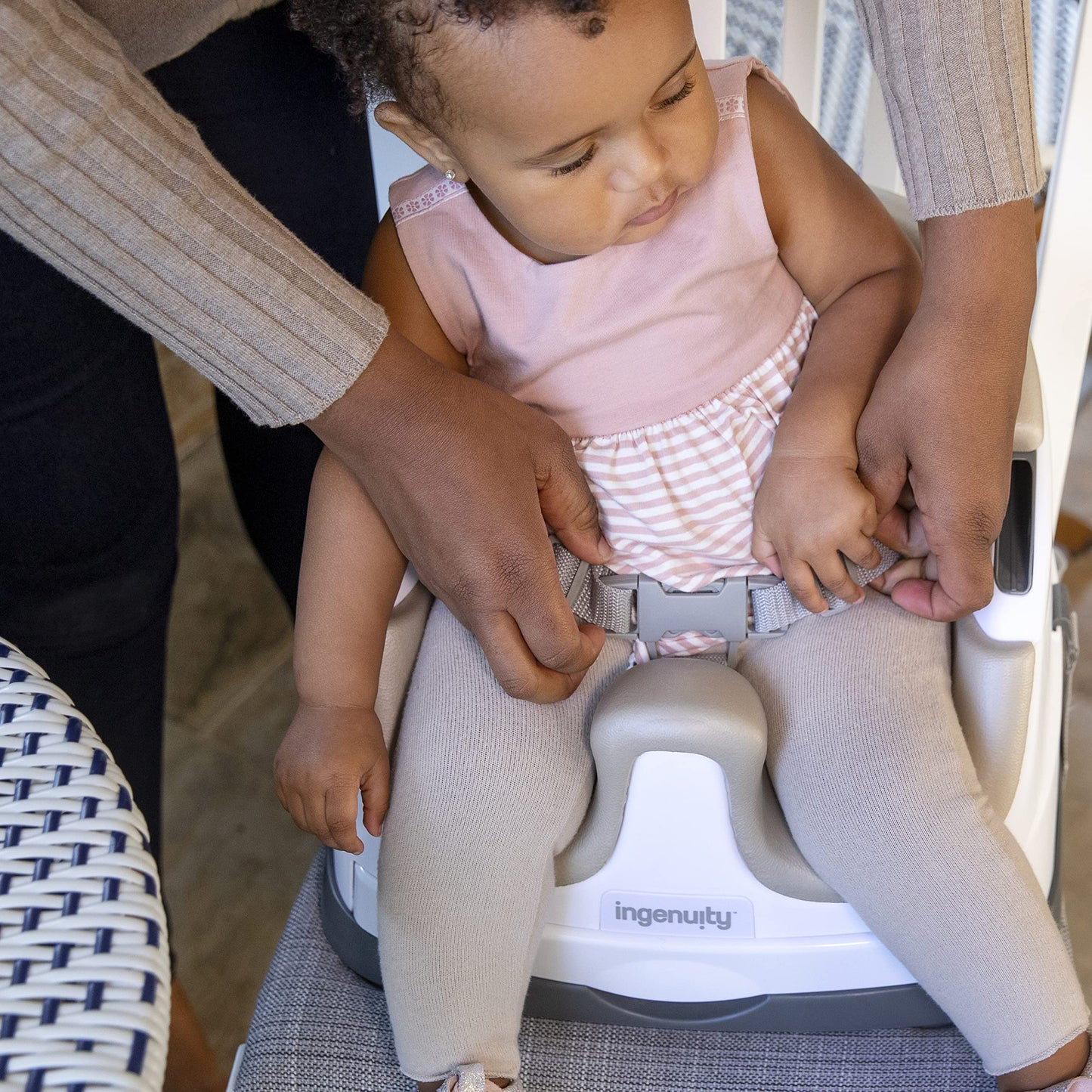 Ingenuity Baby Base 2-in-1 Booster Feeding and Floor Seat with Self-Storing Tray - Cashmere