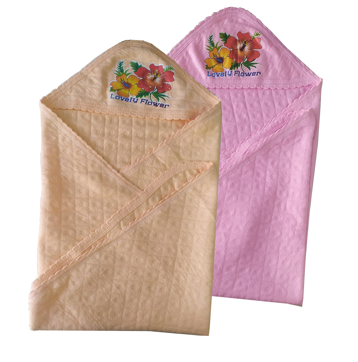 New Born Baby 100% Soft Cotton Hooded Towel Small Pack of 2