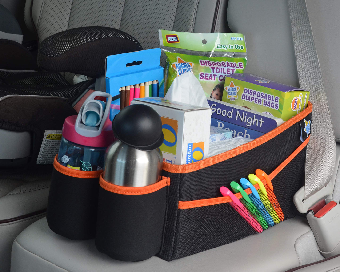 Mighty Clean Car Storage Organizer - Use In The Trunk, Or Front Or Back Seat With 8 Side Pockets + 1 Zippered Pouch + 2 Mesh Pou