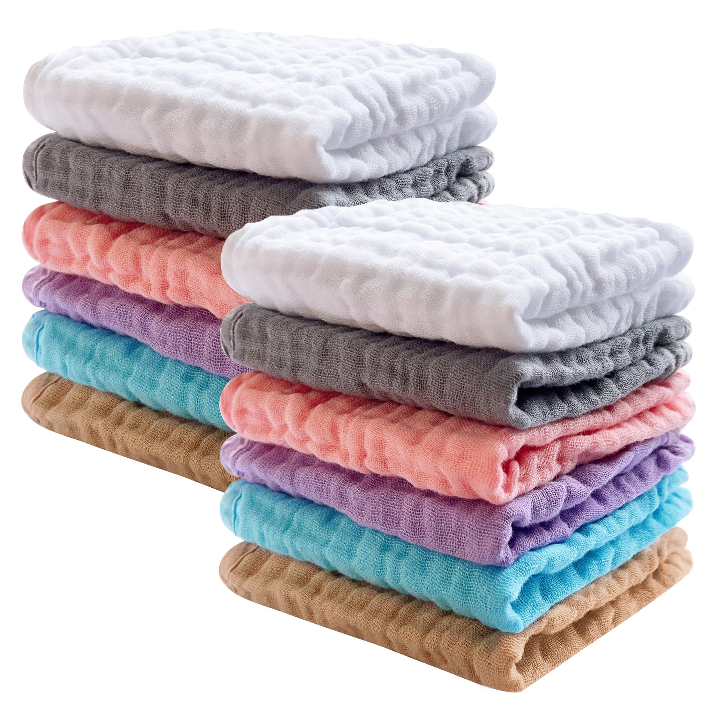 Sweet Dolphin 12 Pack Baby Muslin Washcloths - Soft Face Cloths For Newborn, Abs WBCBBB0C7VRWTBB