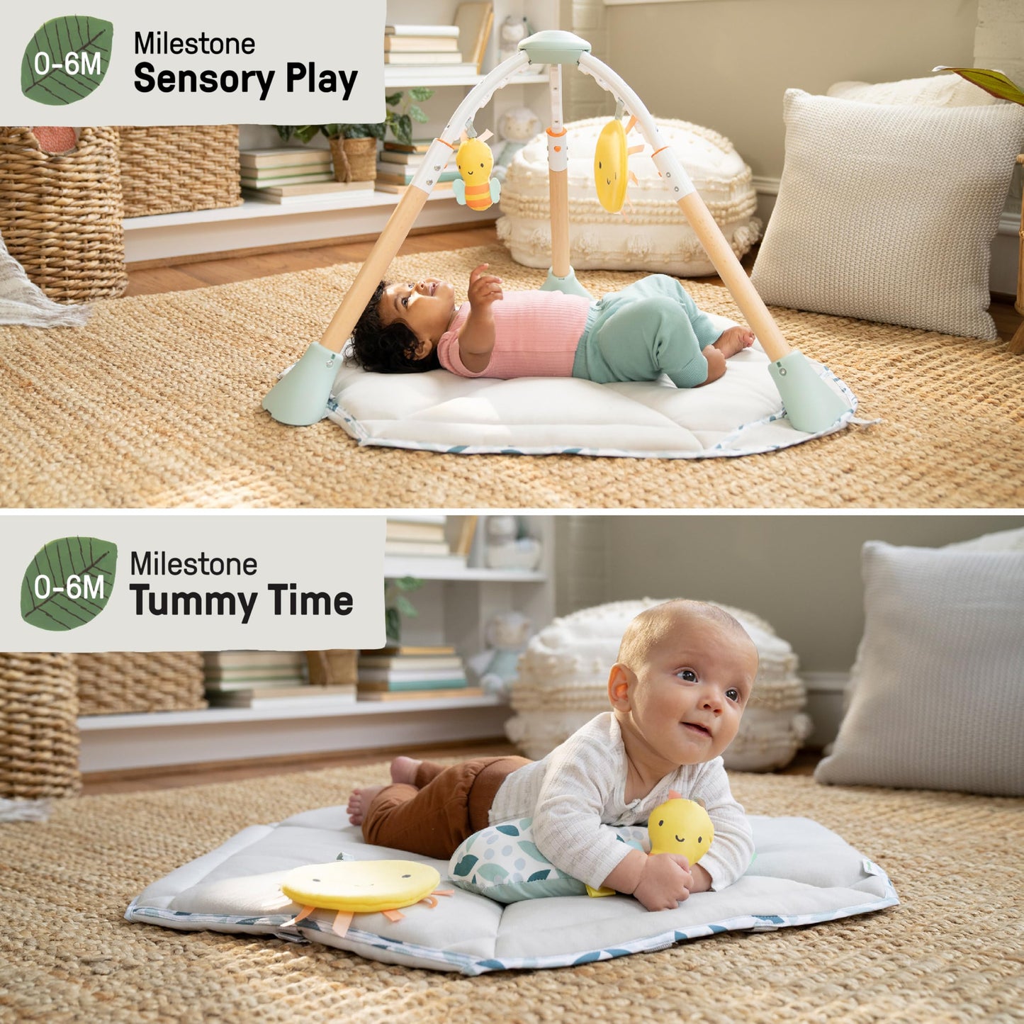 Ingenuity Tummy-To-Toes 6-In-1 Milestone Center, Play Gym, Foldable Mat, Music And Nature Sounds, Lights, Activity Jumper, Table