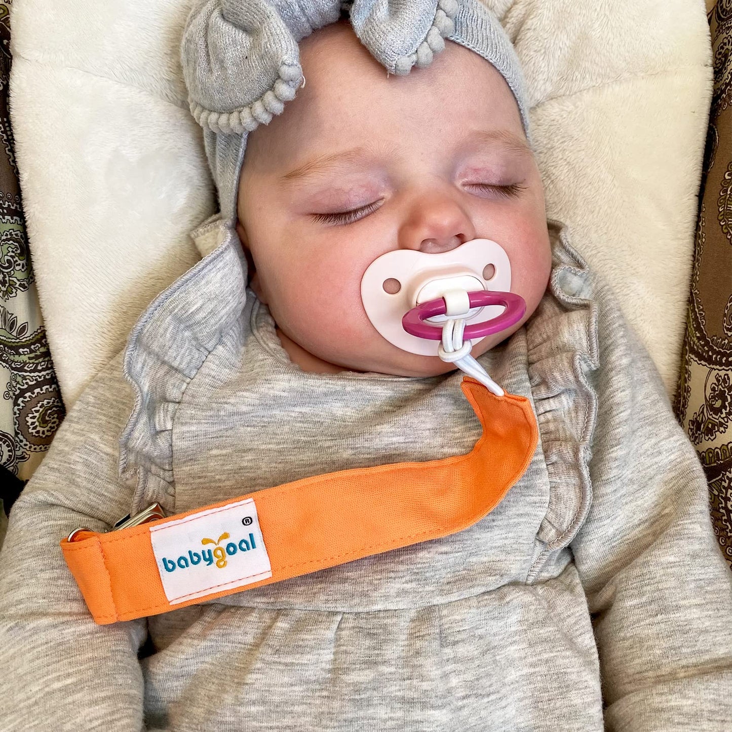 Babygoal Pure Color Pacifier Clips, 6 Pack Binky Paci Holder Clips And Leash For Boys And Girls Fits For Most Pacifier, Binkie S