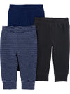 Simple Joys By Carter'S Baby 3-Pack Thermal Pants, Black/Dark Blue Stripe/Navy, 24 Months