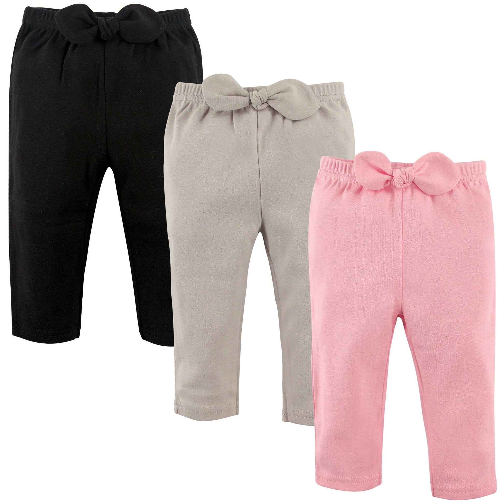 Hudson Baby Unisex Baby Cotton Pants And Leggings Light Pink Black, 0-3 Months
