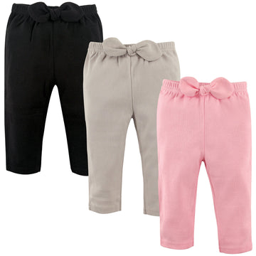 Hudson Baby Unisex Baby Cotton Pants And Leggings Light Pink Black, 3 Toddler