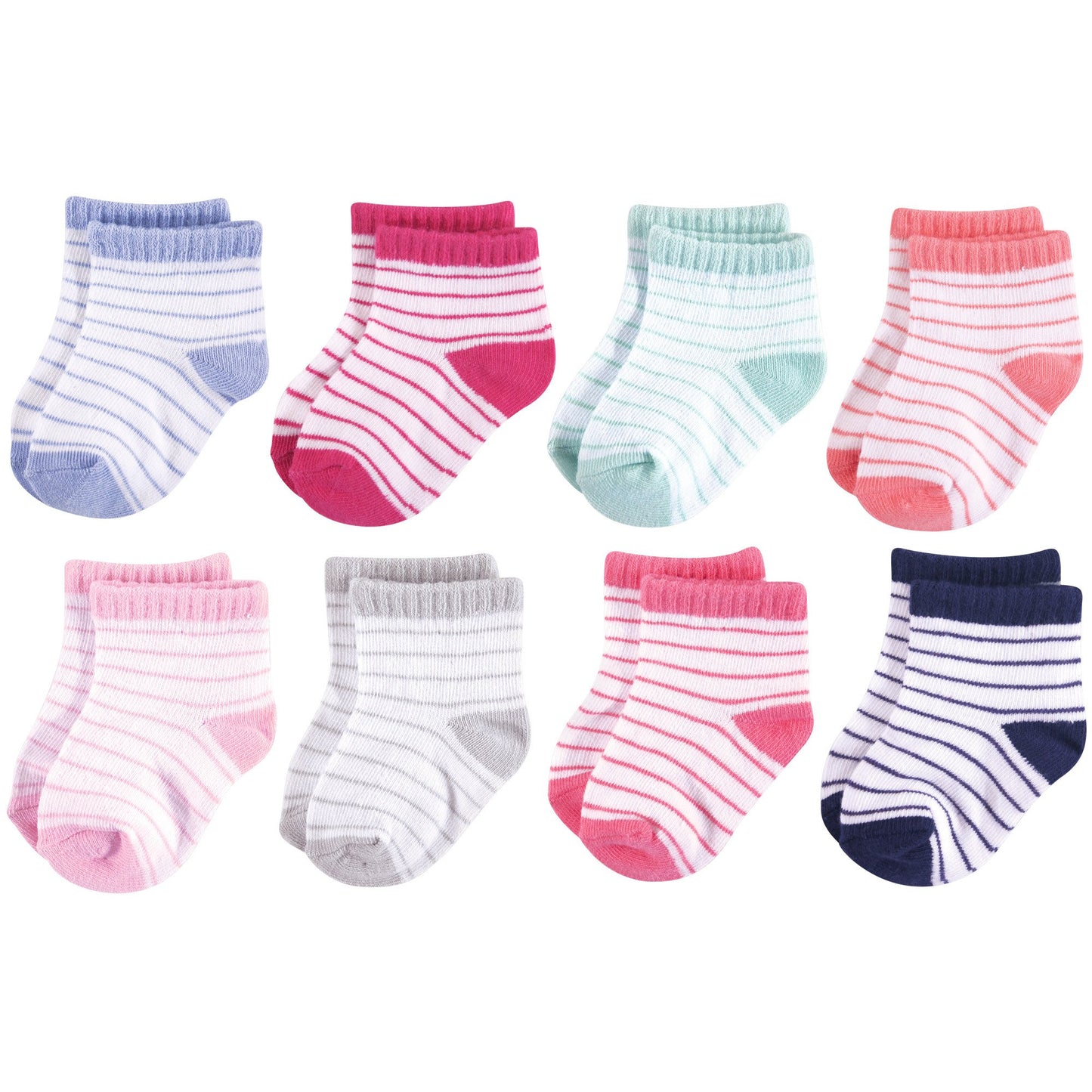 Hudson Baby Unisex Cotton Rich Newborn And Terry Socks, Stripes Girl, 0-6 Months Us