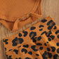 Kuriozud Newborn Infant Baby Girl 2 Piece Summer Outfits Tank Bodysuit Top + Ruffle Bloomer Shorts Set Clothes (Leopard Brown, 1