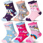 Eocom 6 Pairs Children'S Winter Warm Wool Socks Kids Toddlers Boys Girls Thermal Thick Boot Cozy Crew Socks (4-7X, Unicorn)