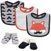 Hudson Baby Unisex Baby Cotton Bib And Sock Set, Mr Fox, One Size