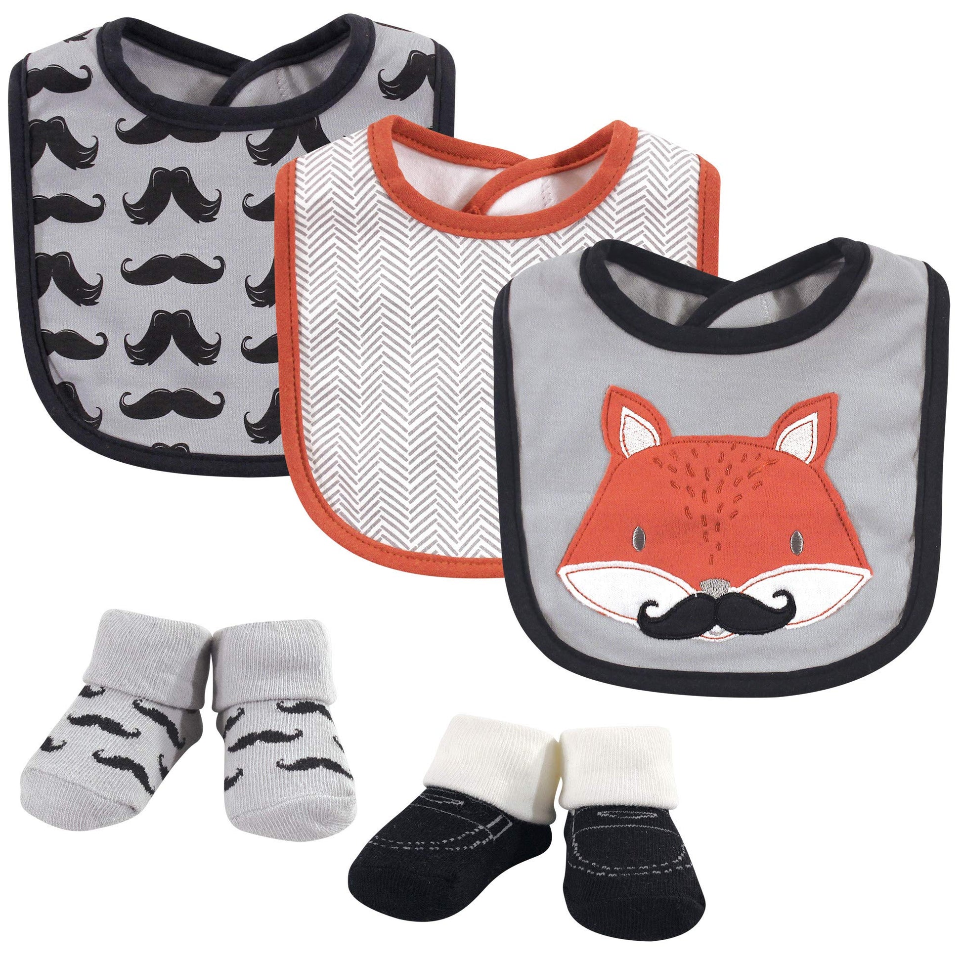 Hudson Baby Unisex Baby Cotton Bib And Sock Set, Mr Fox, One Size