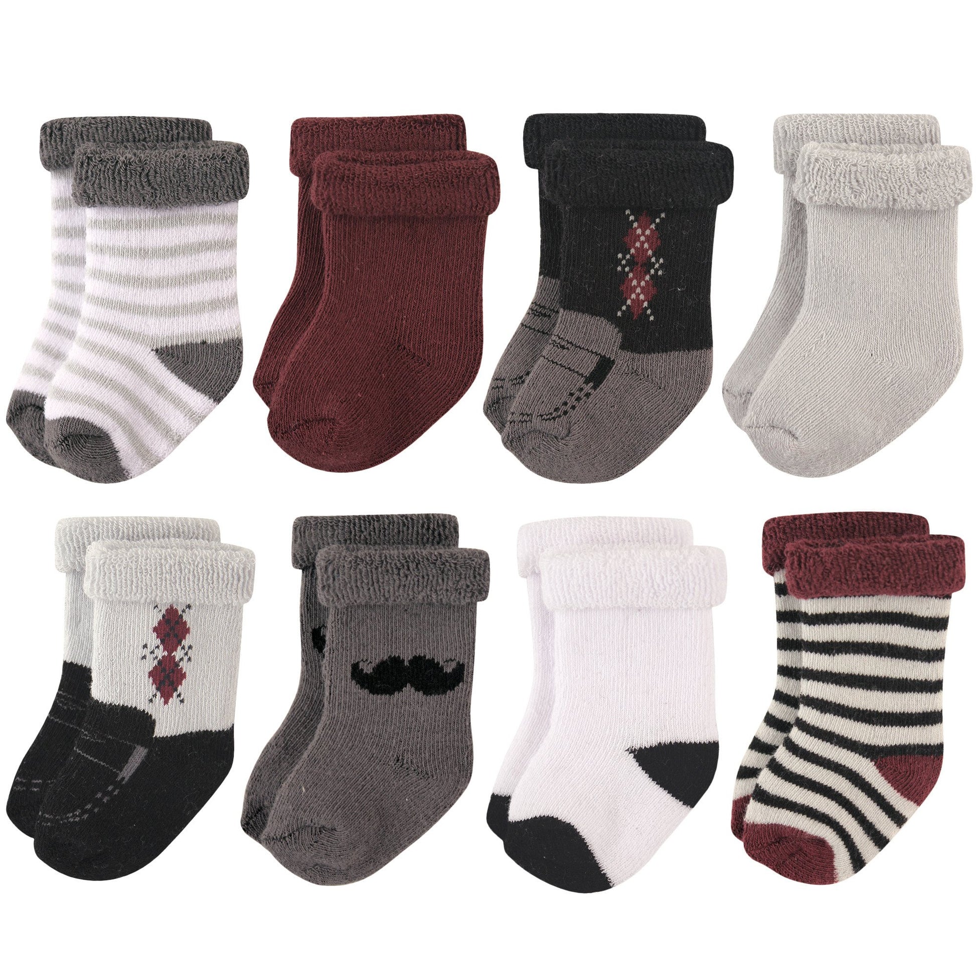 Hudson Baby Unisex Cotton Rich Newborn And Terry Socks, Gentleman Burgundy, 12-24 Months Us