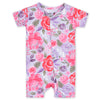 Gerber Unisex Baby Buttery Soft Short Sleeve Romper With Viscose Made From Eucalyptus, Lilac Garden, 12 Months