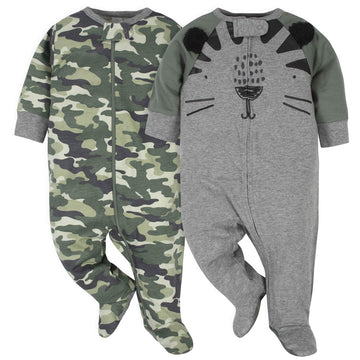 Gerber Baby Boys 2-Pack Sleep N Play Tigercamo 3-6 Months