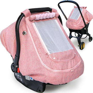 Waterproof Baby Car Seat Cover?Yvmvdv Patented Pink Cold Weather Carseat Cover For Babies,Infant Car Seat Cover Canopy For Girls