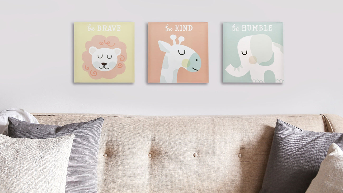 tiny ideas Pastel Animal Canvas Artwork - Postive Affirmations, Gender Neutral Nursery Wall D  cor, Gift For New And Expecting P