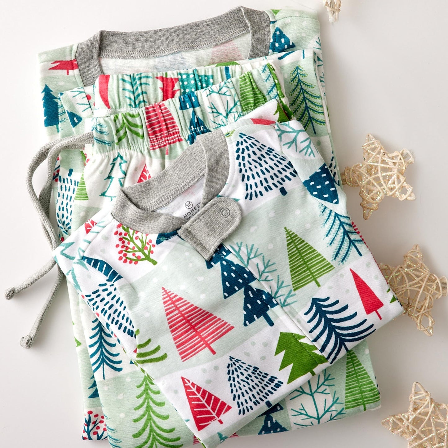 Honestbaby 2-Piece Family Matching Holiday Pajamas Organic Cotton For Men, Kids, Toddlers, Baby Boys, Girls, Unisex Pets, Feelin