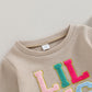 Vchoohce Baby Girl Sister Matching Outfit Long Sleeve Lil/Big Sis Letter Print Sweatshirt Top Pants 2Pcs Fall Winter Clothes(S L