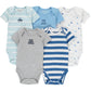 Wan-A-Beez 5 Pack Baby Girls and Boys Short Sleeve Bodysuits (18 Months, Turquoise Car)