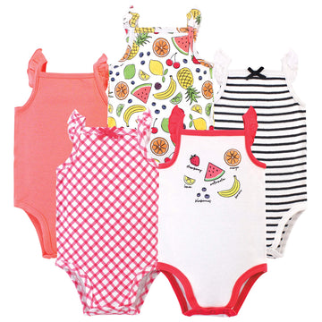 Touched By Nature Unisex Baby Organic Cotton Bodysuits, Fruit, 12-18 Months