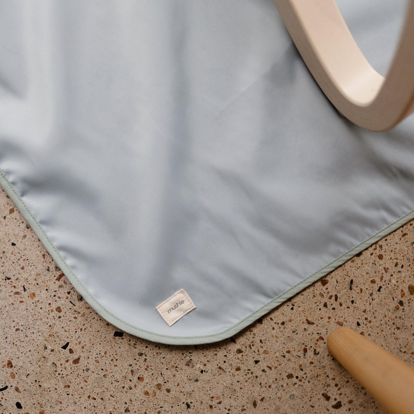 Mushie Baby Splat Mat 42.5X42.5 Inch (Blue Check) | Water Resistant For Under High Chair And Infant Play