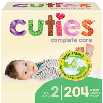 Cuties Hypoallergenic Skin Smart Baby Diapers, Size 2, 204 Count