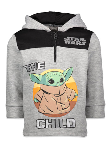 Star Wars The Child Infant Baby Boys Fleece Half Zip Pullover Hoodie Gray 18 Months