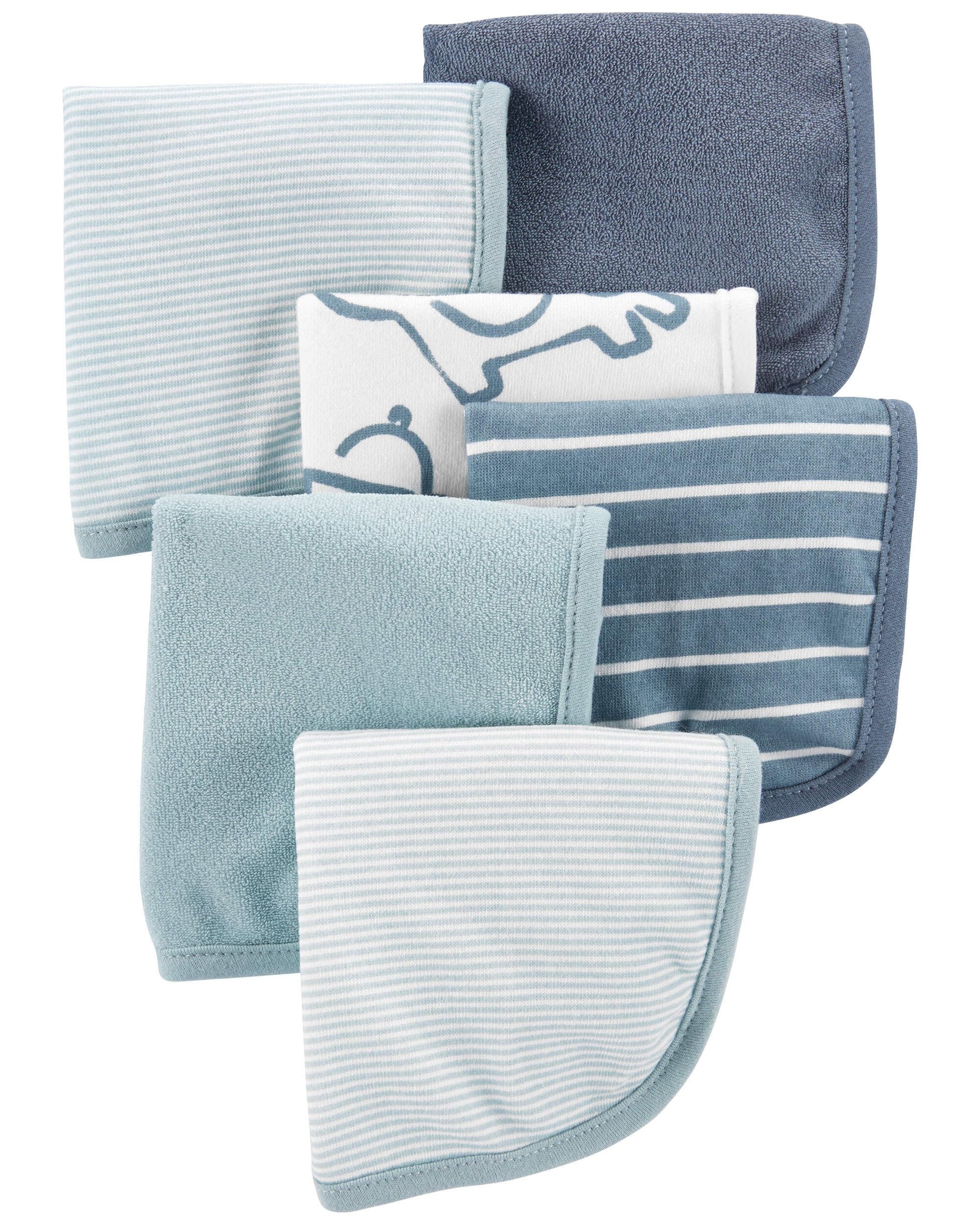 Carter'S 6-Pack Washcloths (Blue/Navy/Stripes)