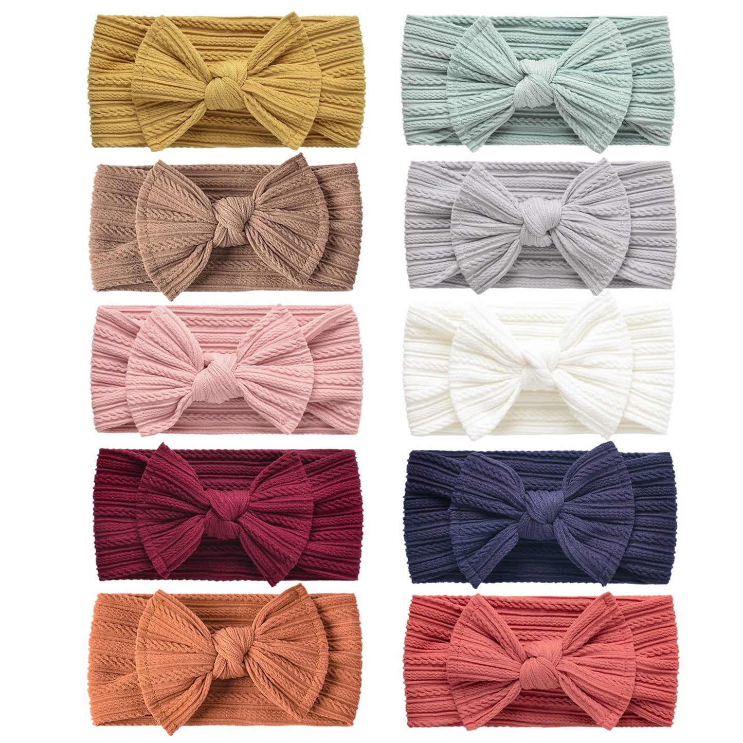 Niceye Handmade Baby Headbands Stretchy Nylon Headband With Bows For Infant Baby Toddler Girls- Pack Of 10, Colorful, 5 X 5 X 0.