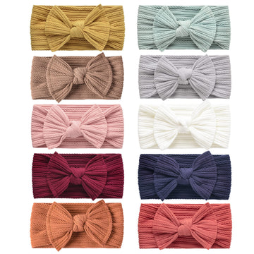 Niceye Handmade Baby Headbands Stretchy Nylon Headband With Bows For Infant Baby Toddler Girls- Pack Of 10, Colorful, 5 X 5 X 0.