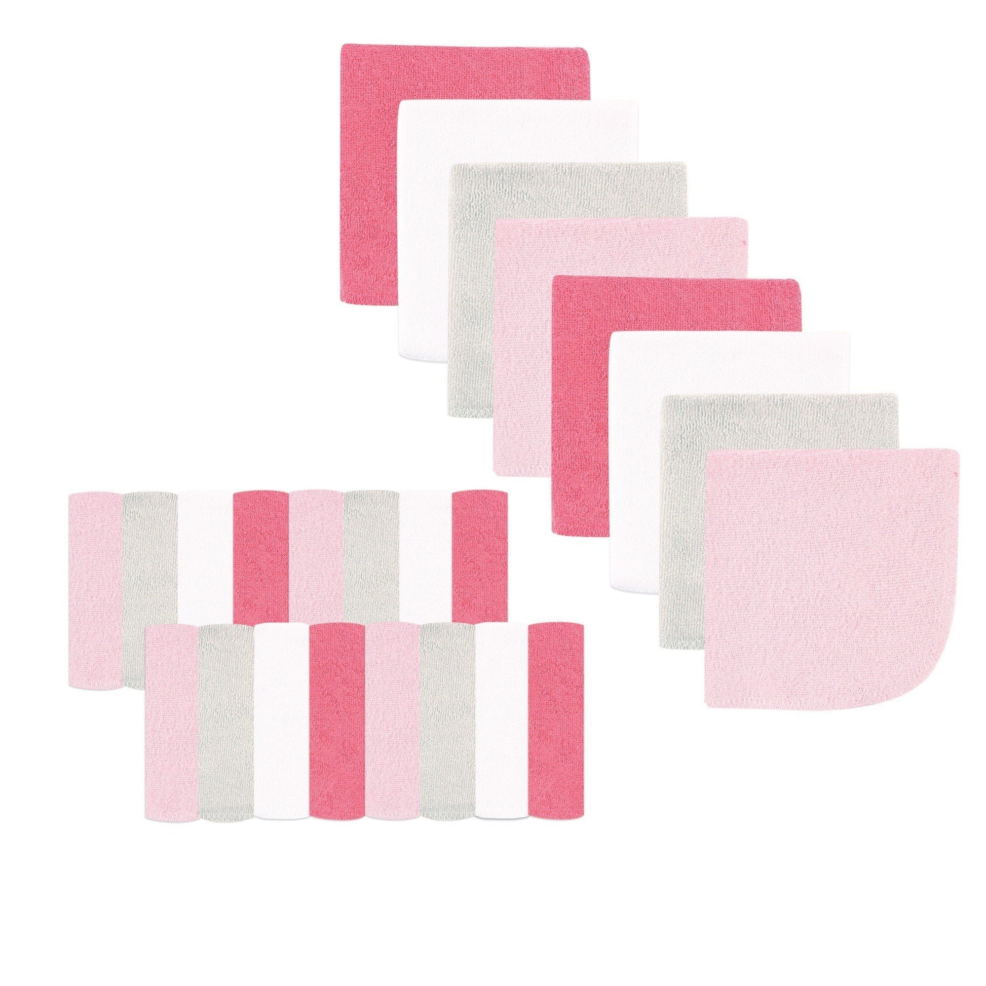 Luvable Friends Unisex Baby Super Soft Bundle Washcloths, Pink Pastel, One Size