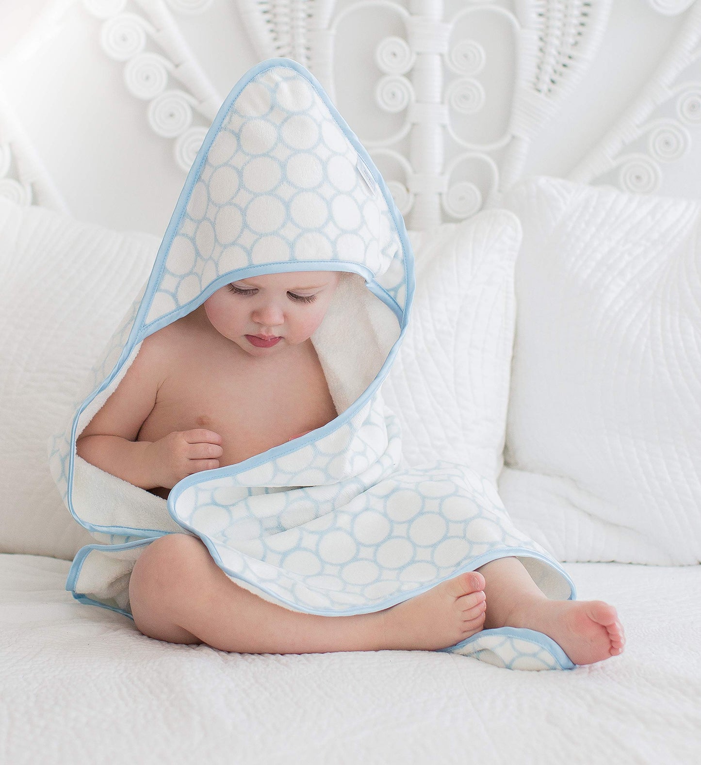 Swaddledesigns Organic Cotton Terry Velour Hooded Towel For Baby/Toddler, Absorbent With Satin Trim, Absorbent With Satin Trim,