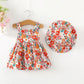 Baby Girl Dress Summer Outfits Baby Clothes For Girls 1 Year Old Boho Halter Sleeveless Dresses Orange Floral Sundress 12-18 Mon