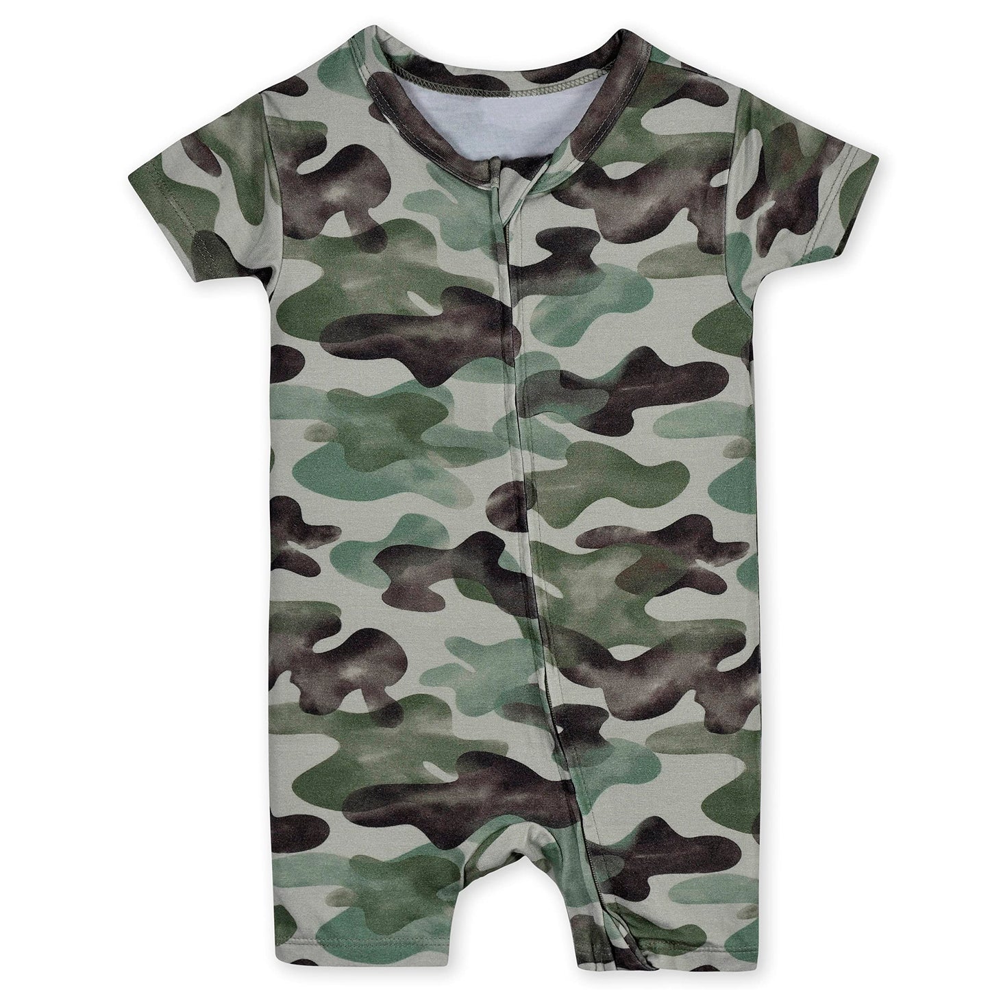 Gerber Unisex Baby Buttery Soft Short Sleeve Romper With Viscose Made From Eucalyptus, Camo, 12 Months