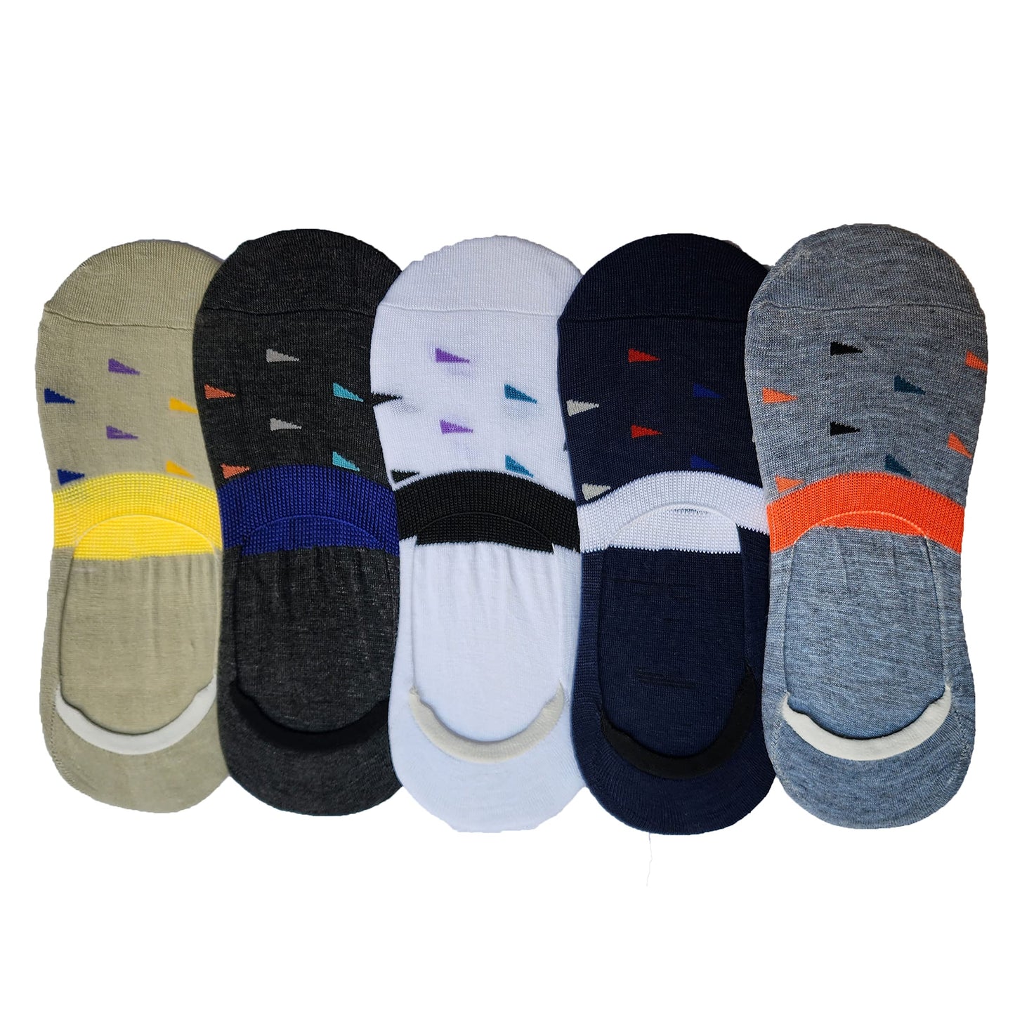 Queery Men Cotton No Show Invisible Loafer Socks Pack Of 5 D10