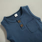 Karesoull Infant Baby Boy Clothes Summer Shorts Set Solid Sleeveless Pocket Tops Cotton Outfit 2Pcs (Sleeveless Indigo, 6-12 Mon