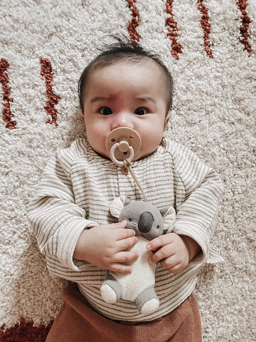 Itzy Ritzy Pacifier & Lovey Set - Natural Rubber Paci With Stuffed Animal Lovey - Detachable Plush Koala Pacifier Holder & Coord