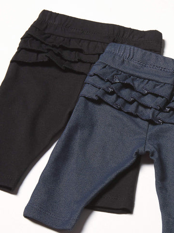 The Children'S Place Baby Girls And Toddler Leggings Pants, Black/ True Indigo- 2 Pack, 12-18 Months Us