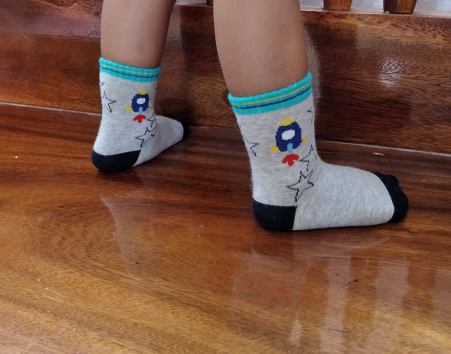 Rative Non Skid Anti Slip Slipper Cotton Crew Socks With Grips For Baby Toddlers Kids Boys (6-12 Months, 6-Pairs/Rb-711)