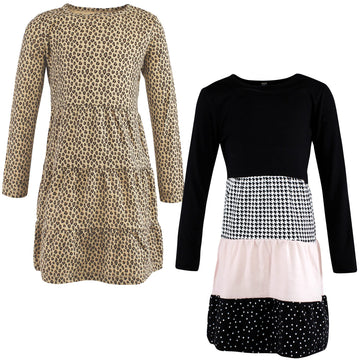 Hudson Baby Infant And Toddler Girl Cotton Dresses, Houndstooth Lt Pink, 7 Years