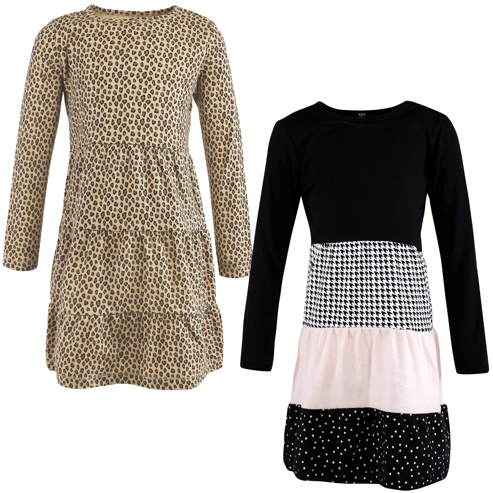 Hudson Baby Infant And Toddler Girl Cotton Dresses, Houndstooth Lt Pink, 18-24 Months