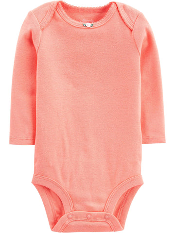 Simple Joys By Carter'S Baby Girls' 5-Pack Long-Sleeve Bodysuit, Grey/Mint Green/Navy/Peach/Pink, 18 Months