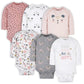 Gerber Baby Girls 6-Pack Long-Sleeve Onesies Bodysuits And Toddler T Shirt Set, Bear Pink, 6-9 Months Us