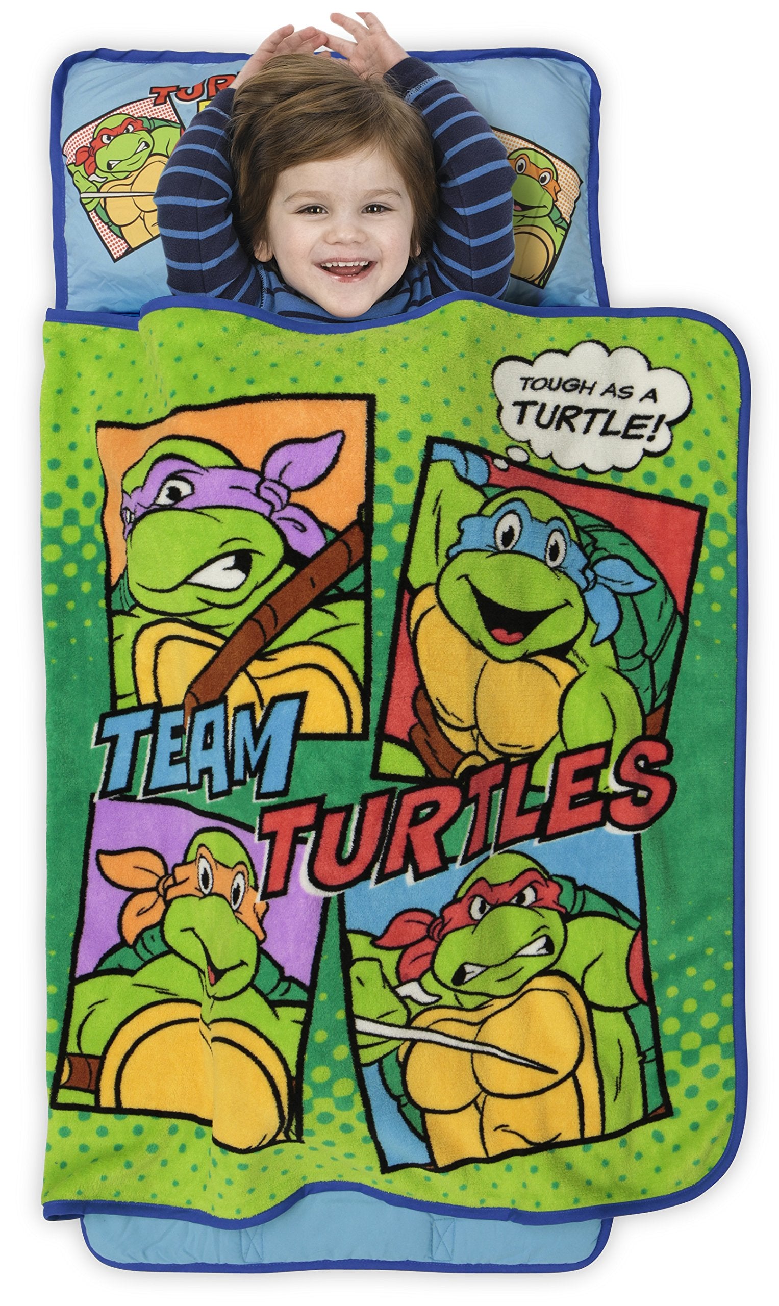 Teenage Mutant Ninja Turtles Nap-Mat - Includes Pillow and Plush Blanket - Great for Boys and Girls at Daycare, Preschool, Or Ki