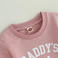 Creairy Newborn Baby Girl Outfits Daddys Girl Sweatshirt Long Sleeve T-Shirt Tops Pants Set Sweatsuit Toddler Fall Clothes (Pink